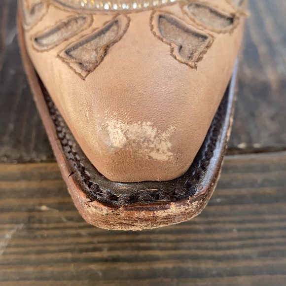 Corral Sand Maipo Swarovski Crystal Horseshoe Inlay Boots 7.5M - Picture 6 of 14